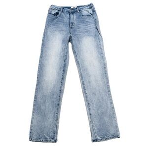 👖🎨 REDIAL High-Rise Straight Leg Jeans | Medium Wash Distressed Denim Sz 10/12